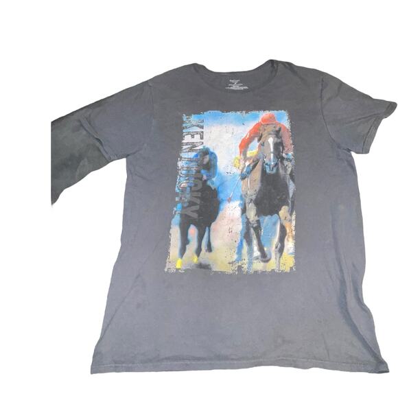 Kentucky Derby T-Shirt Mens Sz Medium Horse Racing Gray Festival Mint Julep - Picture 2 of 6